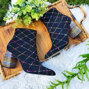 Betsey Johnson Black Multicolor Ankle Boots-USED